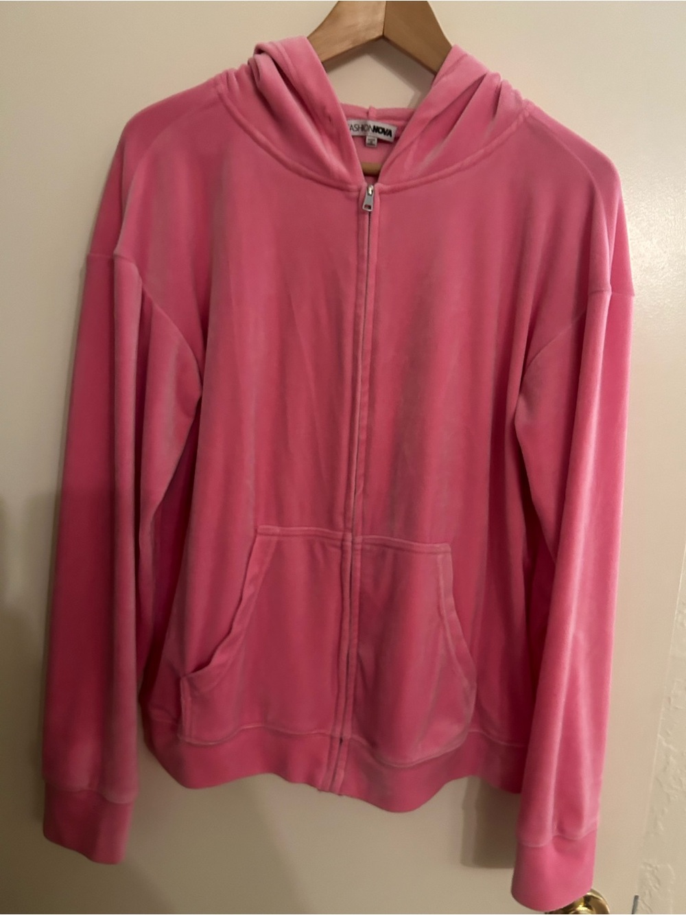 💚5 for $25💚Fashion Nova Pink Velour Zip-Up Hoodie